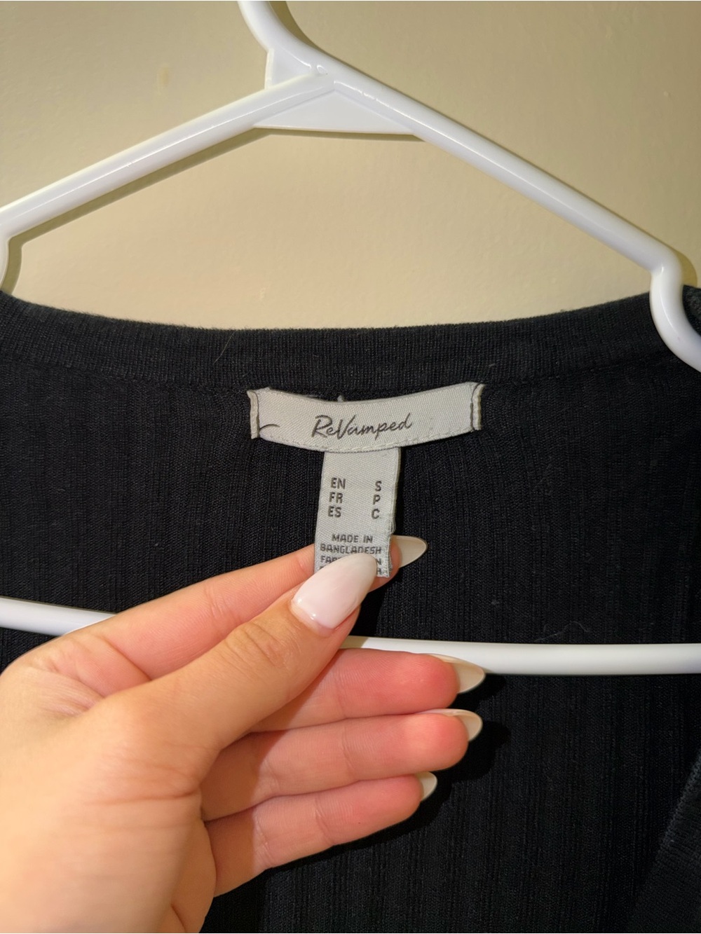 Revamped Black Ribbed V-Neck Button-Front Sweater - Picture 2 of 2